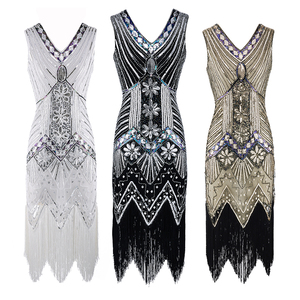 Offres Spéciales femmes 1920s Vintage clapet frange perlée Gatsby robe de soirée avec des accessoires des années 20 Ecoparty - Product Image 5