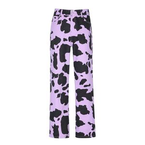 Pantalones Vaqueros Vintage para <span class=keywords><strong>Mujer</strong></span>, Pantalones Largos de Estilo Cowboy, Holgados, Estampado de Vaca, Bolsillos, Cintura Alta, Pierna Ancha - Product Image 4