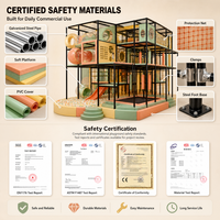 Parque Infantil Interior de Juego Suave, Circuito Ninja Negro y Naranja, Estructura de Acero, Túnel para Gatear, Certificado CE ASTM, Proyecto para Contratistas