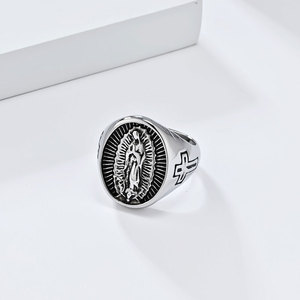 Anillos Religiosos Personalizados al por Mayor, de Acero Inoxidable 316L Antideslustre, con Símbolo de Infinito y Virgen María, para Hombres y Mujeres - Product Image 4