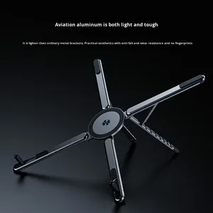 Desktop Handyhalterung Magnetische Halterung Aluminiumlegierung Faltbarer Ständer Tragbarer Multifunktionshalter für Handy Laptop Tablet - Product Image 3