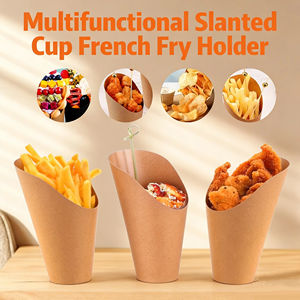 Vaso de Papel Kraft Biodegradable Personalizable para Papas Fritas, Vaso Multifuncional para Aperitivos de Comida Rápida - Product Image 2