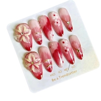 Uñas Postizas de Alta Calidad FATFAT, Hechas a Mano, con Cobertura Total, Diseño Francés en Forma de Almendra, Suministros de Uñas Postizas al por Mayor