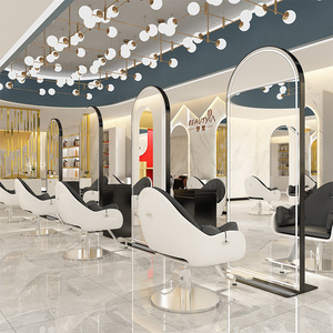 Espejo de Salón de Belleza de Una o Dos Caras con Luces LED, Espejo de Pie Estilo Barbería para Peluquería - Product Image 4