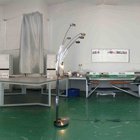 Lampadaire LED moderne à 5 arches SatinNickl E27 résistant à la friction et étanche pour hôtels bureaux petit laiton métal certifié ETL