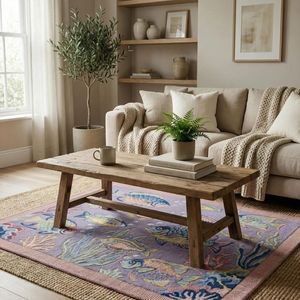 Hand Tufted Purple Fish Wool Carpet with Vibrant Aquarium Inspired Ocean Design for Bedroom Living Room Nursery <b>Kids</b> Room Play - Product Image 3