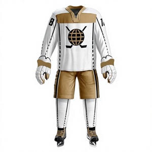 Uniforme de Hockey sobre Hielo Personalizado LONG MISSION INDUSTRY, Conjunto Blanco y Dorado con Impresión por Sublimación, Jersey Transpirable de Poliéster para Hombre, Uniforme de Equipo para Adultos - Product Image 4