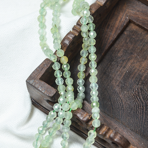 2025 cuentas de Prehnita de 4mm, cuentas de cristal verde redondas facetadas sueltas, venta al por mayor para hacer joyas DIY, piedras de energía curativa - Product Image 4