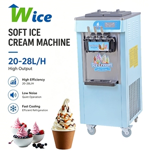 Machine à glace WICE 3 saveurs pour usage domestique et restaurants, avec ingrédients fruits, lait, eau, production de glace molle 20-28L/h - Product Image 1