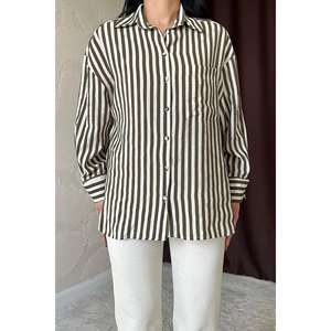 Blusas y Camisas a Rayas Color Caqui para Mujer al por Mayor, para Comodidad y Estilo - Product Image 2