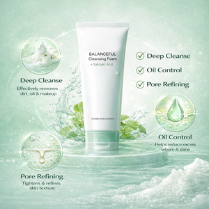 Crema Limpiadora Vegana Coreana con Cica para Piel Sensible con BHA y PHA, Limpieza Profunda de Poros, Alivio del Enrojecimiento y Textura de Piel Clara - Product Image 3