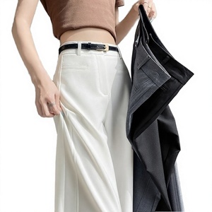 Pantalones <span class=keywords><strong>de</strong></span> mujer <span class=keywords><strong>de</strong></span> cintura alta, <span class=keywords><strong>de</strong></span> pierna ancha y recta, <span class=keywords><strong>de</strong></span> seda helada, estilo casual, largos hasta el suelo, holgados, nueva colección <span class=keywords><strong>de</strong></span> verano 2026 LY (foto real) - Product Image 4