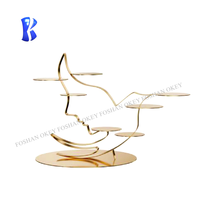 Banquete de fiesta Buffet Catering Cupcake Display Risers Decoraciones de mesa Vidrio dorado y soporte de pastel y postre de metal Set Boda