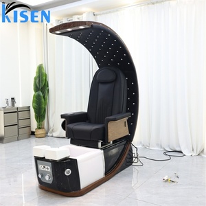 KISEN Wholesale Luxury Professional Throne High <b>Back</b> Foot Spa Massage Manicure Pedicure Chairs for Nail Salon With LED Base - Product Image 3