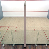 Terrain de squash en verre complet, terrain de squash portable extérieur sur mesure, comprenant des panneaux muraux en verre et un sol en bois