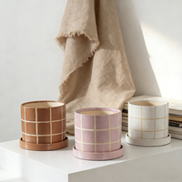 Décoration d'intérieur et de jardin, pots à plantes succulentes vertes à carreaux, emballage en carton, pot en céramique