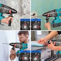 Juego de Herramientas Eléctricas al por Mayor: Taladro Eléctrico + Llave de Impacto + Amoladora Angular + Taladro Percutor Eléctrico con 2 Baterías, Kit Combinado sin Escobillas