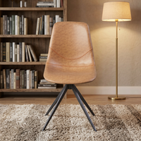 Chaise de salle à manger industrielle simple en cuir PU, base métallique à quatre étoiles, sans accoudoirs, chaise d'appoint pour café, salon de thé, mobilier de salle à manger domestique