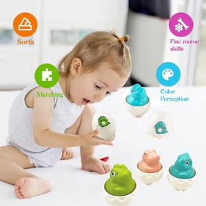 6 pezzi di <span class=keywords><strong>dinosauro</strong></span> abbinamento uova giocattoli per bambini Montessori colore e forma di smistamento abbinamento uovo gioco educativo con squittio - Product Image 2