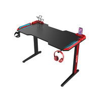 Bureau de jeu Rgb en forme de T de 80cm Bureau de jeu ergonomique de luxe pour sports électroniques avec LED Table de jeu d'ordinateur noire de haute qualité