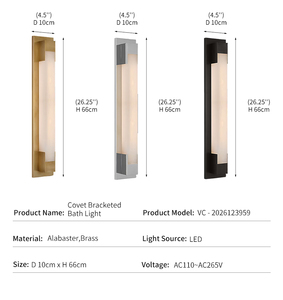 Modern Alabaster Wall Sconce Luxury Hotel <b>Bath</b> Vanity Decor Linear Stone Bar Brass Bracket LED Covet Bracketed <b>Light</b> - Product Image 4