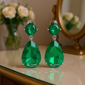 Pendientes de aleación Ncla Jewelry con diseño de pera verde y engaste de garra, clásicos y de moda para fiesta, para mujer - Product Image 2