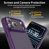 Coque de téléphone portable antichoc personnalisée effet peau pour iPhone 17 18 Pro Max, violette mate, avec support et cadre d'objectif métallique