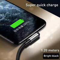 Cable USB Tipo C de Carga Rápida 3A con Conductor de Cobre Puro y Aleación de Aluminio Trenzado de Nailon, Ángulo Recto de 90 Grados para Dispositivos IOS
