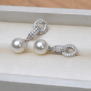 Boucles d'oreilles en argent S925 pour femme, avec pendentif personnalisé, ensemble de perles, accessoires de bijoux DIY, semi-finis 1273 - Product Image 3