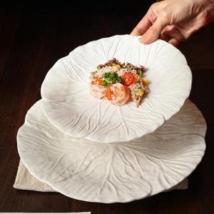 Assiette en porcelaine Cabbage Relief, blanche, qualité alimentaire, passe au lave-vaisselle, pour desserts, hôtels, restaurants, banquets, fêtes - Product Image 1