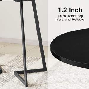 キッチン朝食ヌークリビングルーム用クッションチェア付きウッドラウンドダイニングテーブルセット - Product Image 5