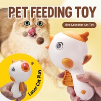 Lanceur de friandises interactif pour chat en forme d'oiseau avec laser intégré et distributeur de collations pour le jeu d'intérieur des animaux domestiques