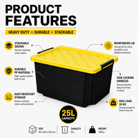 Boîte de rangement pour garage 25L, bac de rangement en plastique robuste, organisateur d'outils d'atelier, bac de rangement empilable