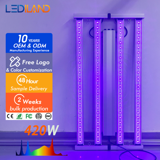 LEDILAND Z04 420W Dimmable IP65 Aluminum LED Grow Light High CRI 90 for Vertical Farming Bloom WiFi Smart Control 5-Year