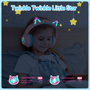 LOBKIN Casque pour enfants à oreilles de <span class=keywords><strong>chat</strong></span>, pliable, idéal pour le sport, l'école <span class=keywords><strong>et</strong></span> les cours en ligne, protection auditive, lumière RGB – Meilleures ventes - Product Image 5