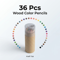 Ensemble de 36 crayons de couleur en bois dans un tube en kraft, pré-affûtés, pour le dessin scolaire et artistique