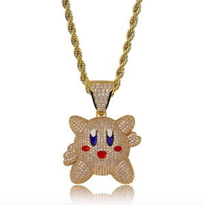 Jialin de ins caliente hiphop helado lleno de diamantes Japón lindo animación <span class=keywords><strong>Kirby</strong></span> sueño <span class=keywords><strong>tierra</strong></span> colgante collar - Product Image 1