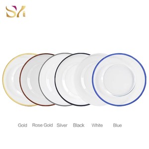 Assiette <span class=keywords><strong>de</strong></span> présentation en acrylique transparent <span class=keywords><strong>de</strong></span> 13 pouces avec bord doré, multicolore, pour la mise en <span class=keywords><strong>table</strong></span> <span class=keywords><strong>de</strong></span> mariage <span class=keywords><strong>et</strong></span> <span class=keywords><strong>de</strong></span> fête (vente en gros) - Product Image 1