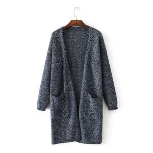 Cárdigan largo de manga larga para <span class=keywords><strong>mujer</strong></span>, suéter tejido con bolsillos, cárdigans para otoño e invierno, 2021 - Product Image 4