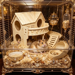 Abri de luxe multifonctionnel en bois massif pour petits animaux : hébergement spacieux pour hérissons, souris, gerbilles et hamsters - Product Image 3