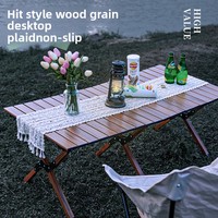 Dacheng Table à manger d'extérieur portable en alliage d'aluminium au design moderne Enroulable Camping Panneau de style en bois pliant Mobilier d'extérieur