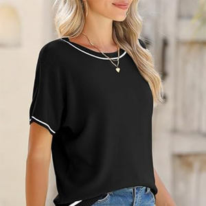 Hauts d'été pour femmes, manches courtes, vêtements décontractés, vêtements de vacances de plage à la mode 2025 - Product Image 6