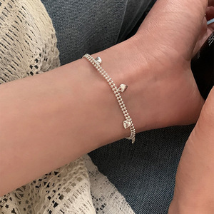 S925 Sterling <b>Silver</b> Heart Bracelet For Women Minimalist Design Everyday Wear Jewelry <b>Charm</b> Bracelet - Product Image 1