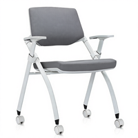 Chaise de formation pivotante moderne en plastique, siège ergonomique pour conférences avec tablette d'écriture, roulettes en nylon, certifiée BIFMA, mobilier de salle de classe