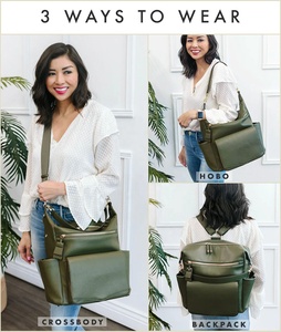Best-seller Sacs à dos en cuir végan <span class=keywords><strong>pour</strong></span> maman PU Sacs <span class=keywords><strong>pour</strong></span> femmes Fourre-tout Convertible Hobo Sac à dos Sac à couches avec matelas à langer - Product Image 6