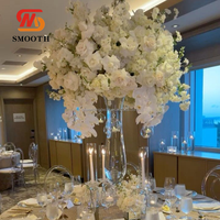 Vase en verre transparent classique lisse de 30 pouces, porte-fleurs de mariage, vase en verre ondulé pour la décoration de centre de table de mariage