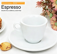 Ensemble tasse et soucoupe à expresso en céramique à parois épaisses de 65 ml, style italien, design minimaliste moderne, blanc pur, pour la maison et le bureau