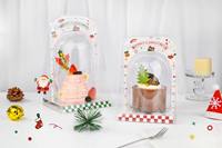 Boîte à dessert en PET de qualité alimentaire, forme unique, gaufrage, boîte à gâteau en forme d'arbre de Noël pour gâteau au fromage, anniversaire