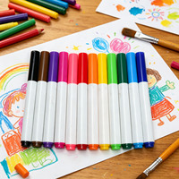 Stylos marqueurs à pointe feutre lavables, 12 pièces, non toxiques, couleurs vives, encre à base d'eau, fournitures artistiques pour enfants et étudiants
