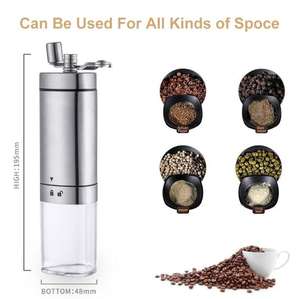 Tragbare Kaffeebohnen-Handmühle Edelstahl Einstellbare Einstellung Grat Manuelle Grat-Kaffeemühle - Product Image 3